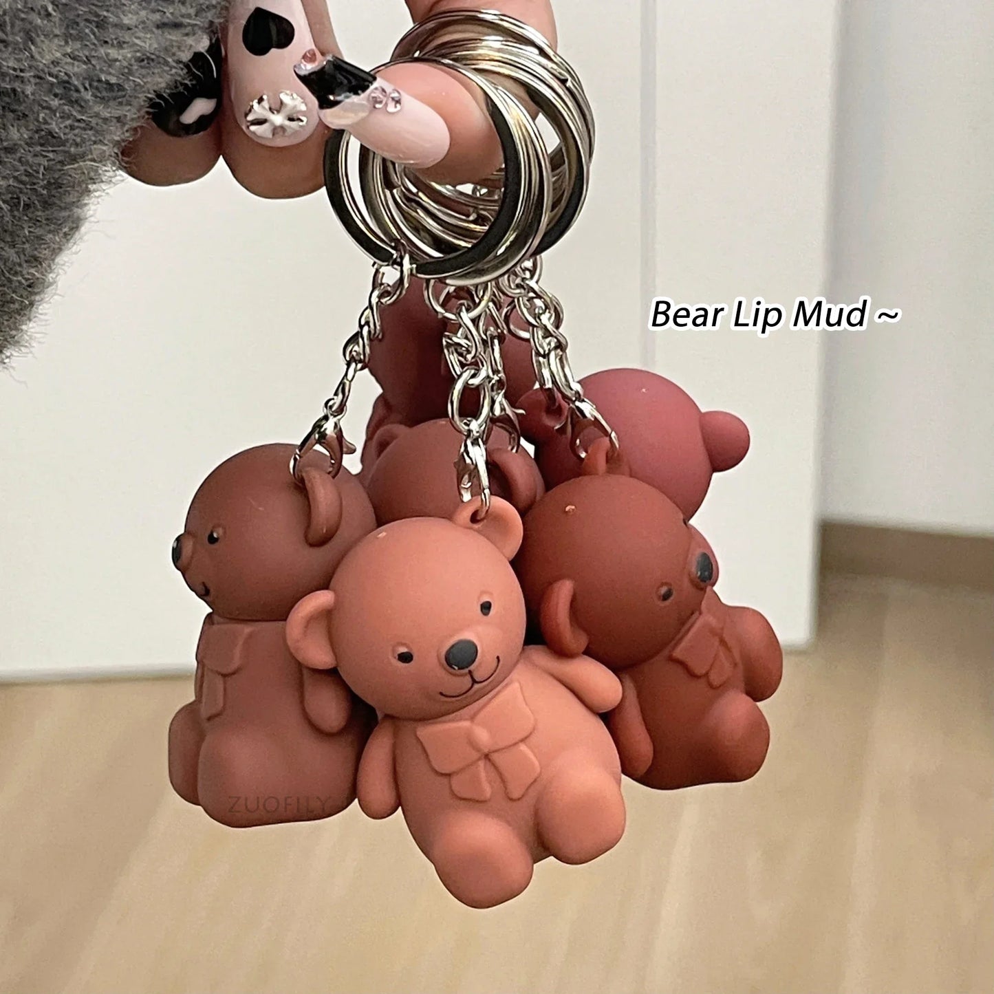 Cute Bear Lip Mud Keychain – Matte Velvet Lip Tint