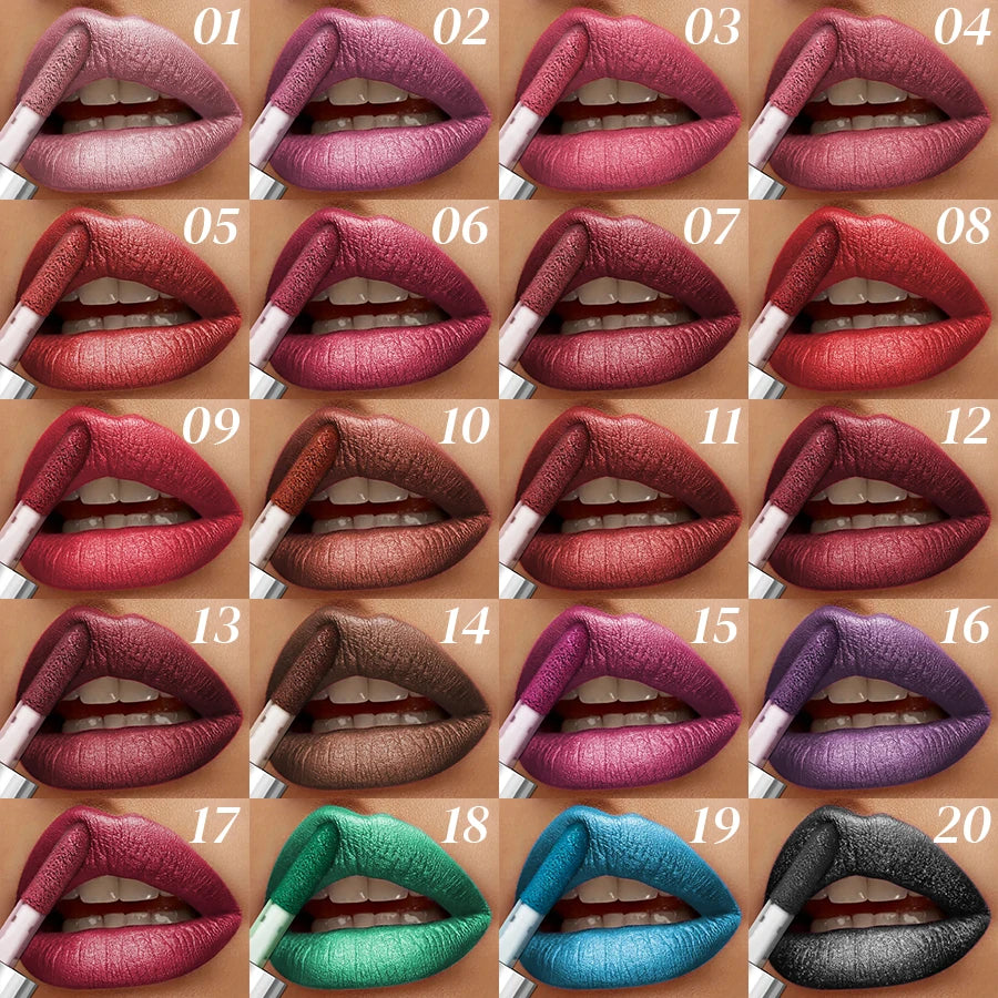20-Color Glitter Lip Gloss Set – Waterproof Diamond Shine