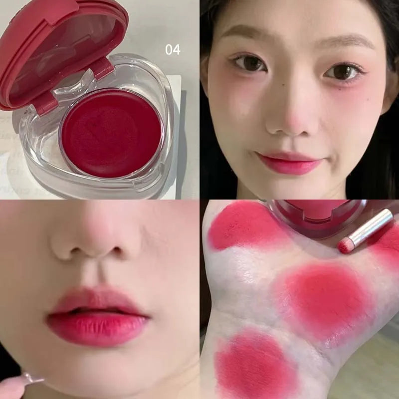 HERORANGE Lip & Cheek Mud – Matte Cream Blush with Brush