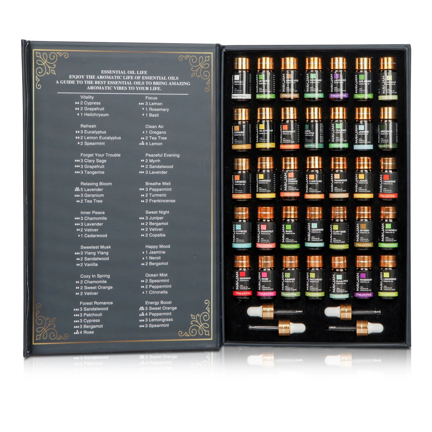 MAYJAM 35 Bottles Essential Oil Set – Lavender, Eucalyptus, Vanilla & More for Humidifiers, Candles & DIY