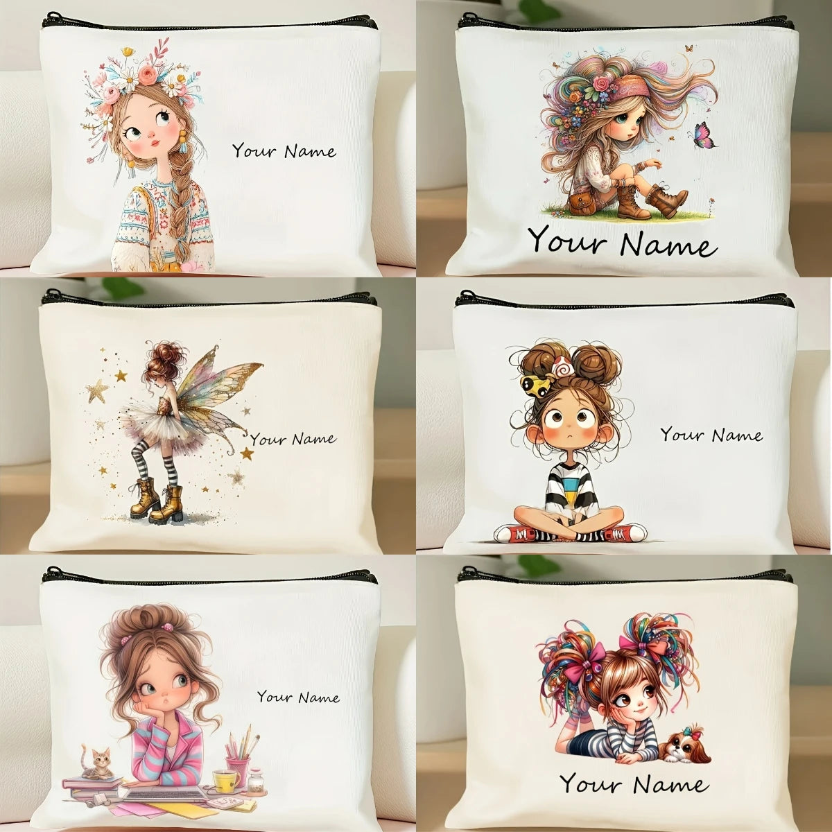 Personalized Makeup Bag – Cute Zipper Cosmetic Pouch for Women