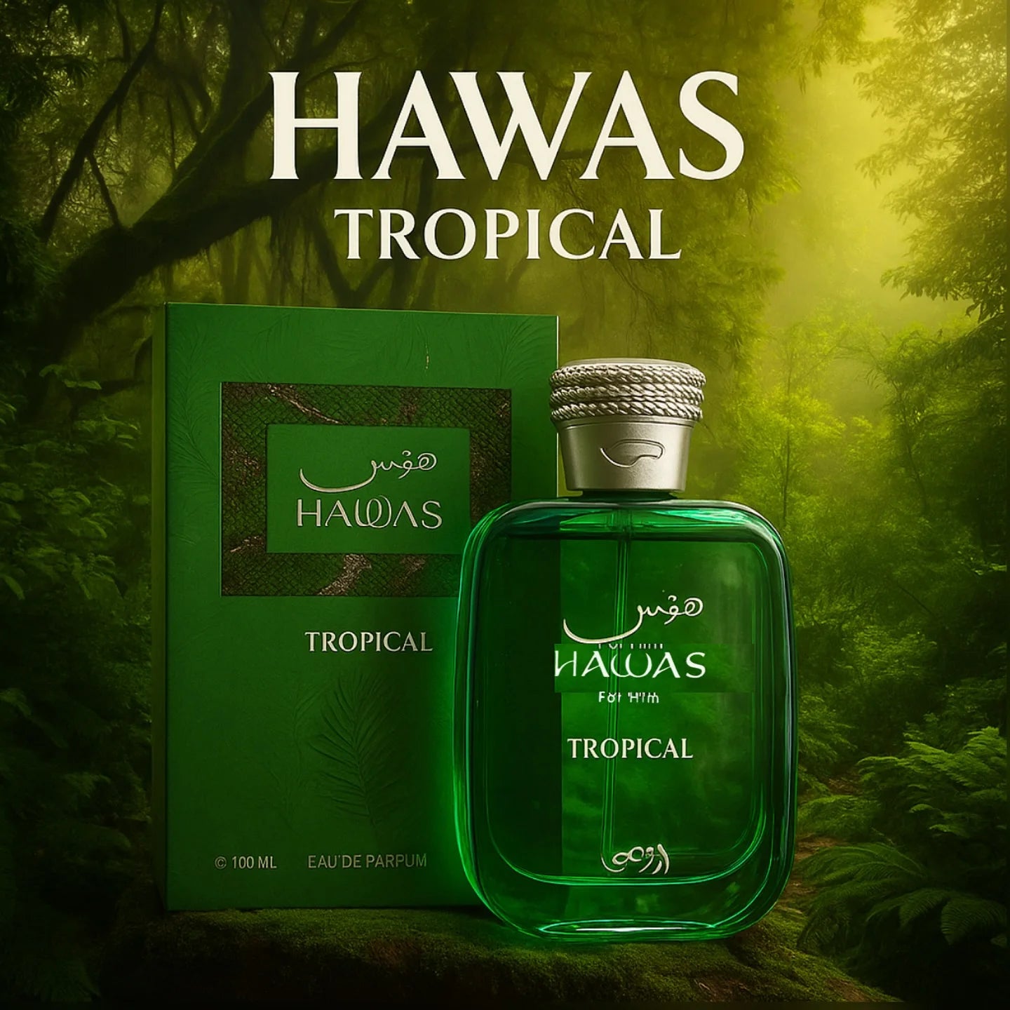 Rasasi Hawas Tropical Eau De Parfum Spray for Men, 3.4 Ounce