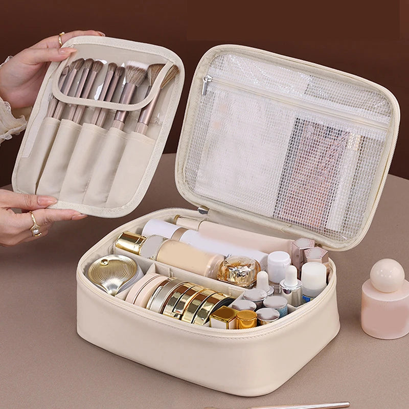 Large Capacity Cosmetic Bag with Adjustable Dividers