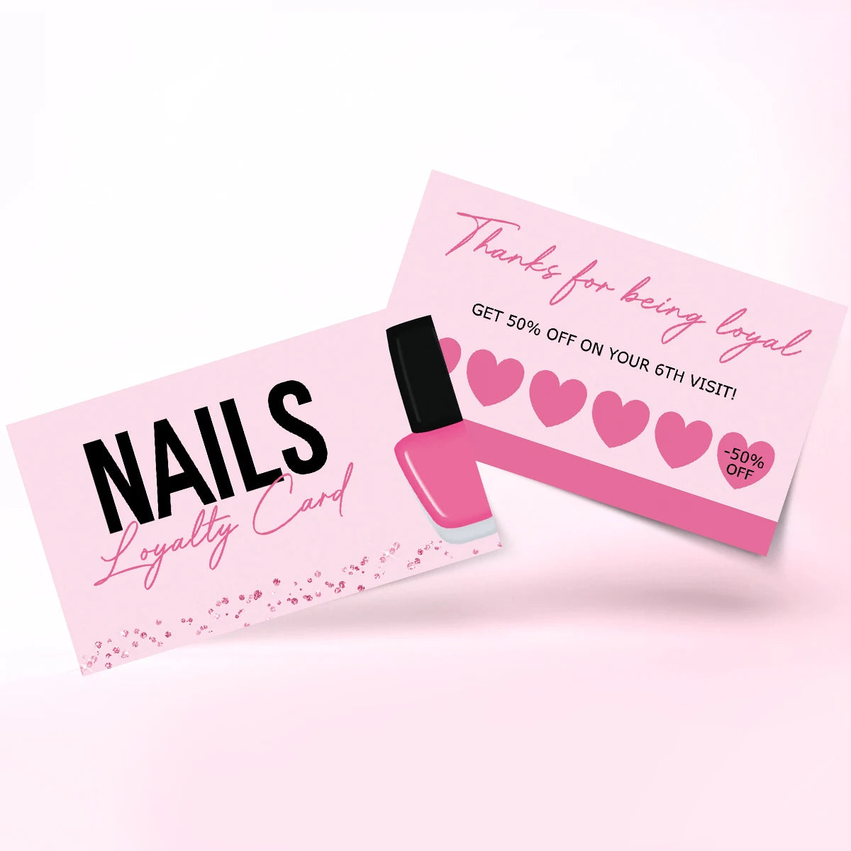 50pcs Nail Business Cards – Press On Nail Loyalty Cards