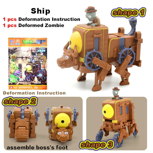 5 in 1 Plants vs Zombies Assembly Deformation BOSS Giant Zombie Robot Action Figure Model Toys Mech PVZ Transforming Gifts