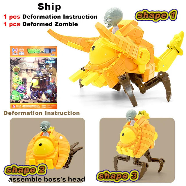 5 in 1 Plants vs Zombies Assembly Deformation BOSS Giant Zombie Robot Action Figure Model Toys Mech PVZ Transforming Gifts