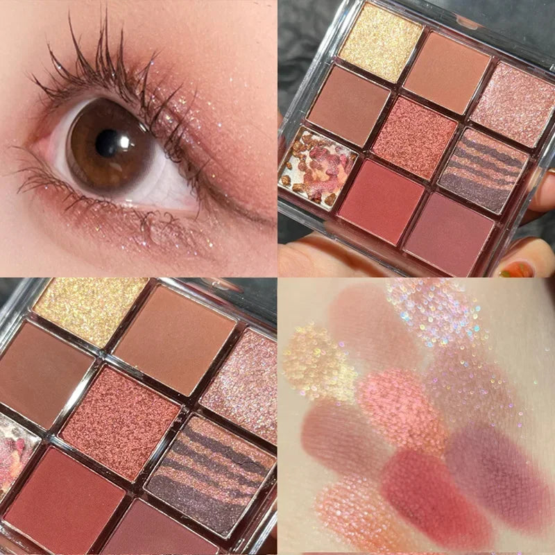9-Color Chocolate Eyeshadow Palette – Matte & Shimmer