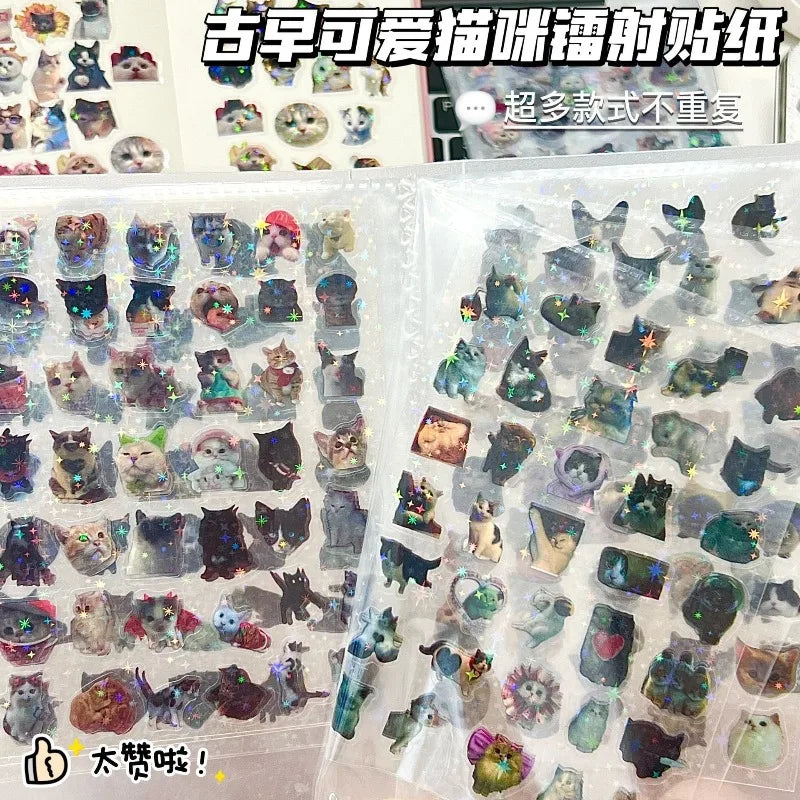 KittySparkle: 10pcs Glitter Laser Cat Stickers
