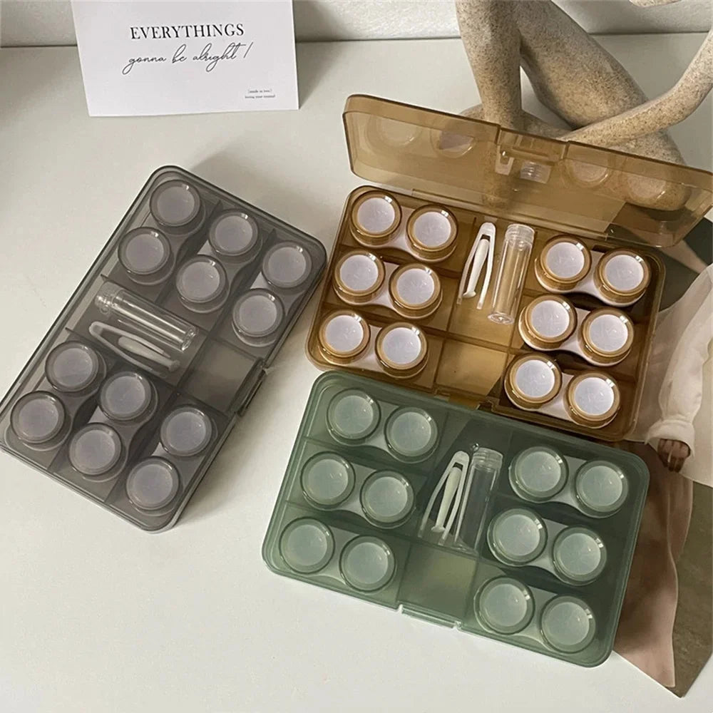 6-in-1 Contact Lens Case Set – Travel Storage Box with Tweezer