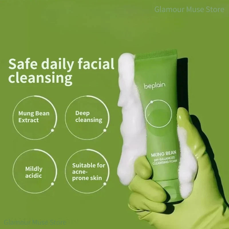 BEPLAIN Mung Bean Pore Serum, Cleansing Oil, Foam & Clay Mask Set