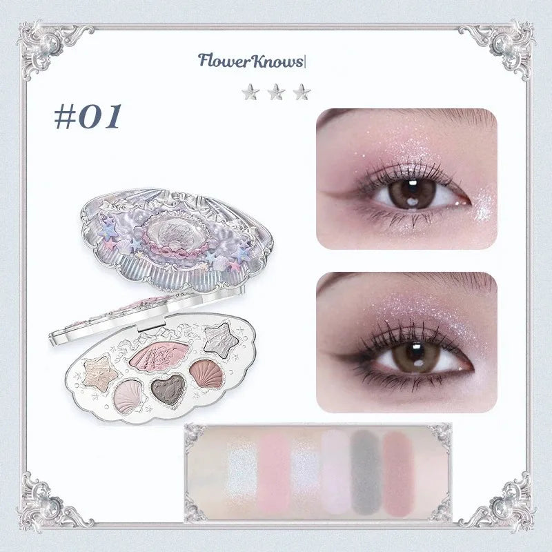 Flower Knows Swan Ballet Eyeshadow Palette – 6 Colors Matte & Shimmer