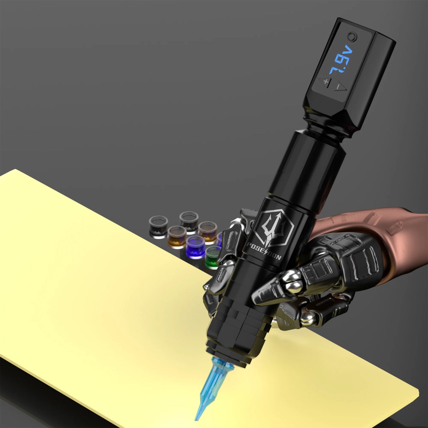 POSEIDON Complete Tattoo Pen Kit – Wireless Power Machine & Professional Supplies