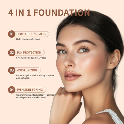 4-in-1 Waterproof Foundation – SPF 30 Long Wear Full Coverage