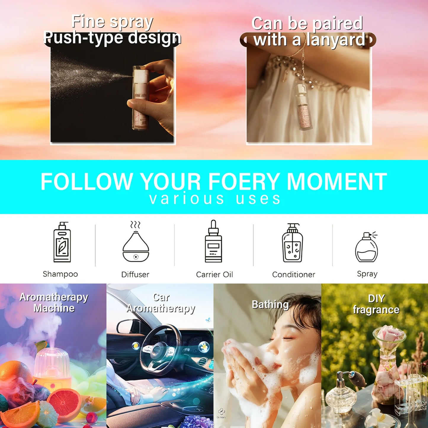 Women’s Perfume Spray Set – Essential Oil Fragrance (Floral Fruity Woody, Long-Lasting)