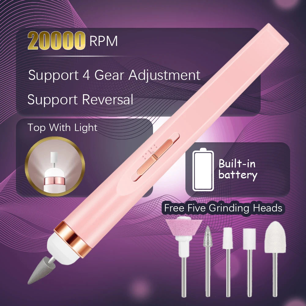 YIKOOLIN 5-in-1 Electric Nail Drill Machine – USB Rechargeable Manicure Kit