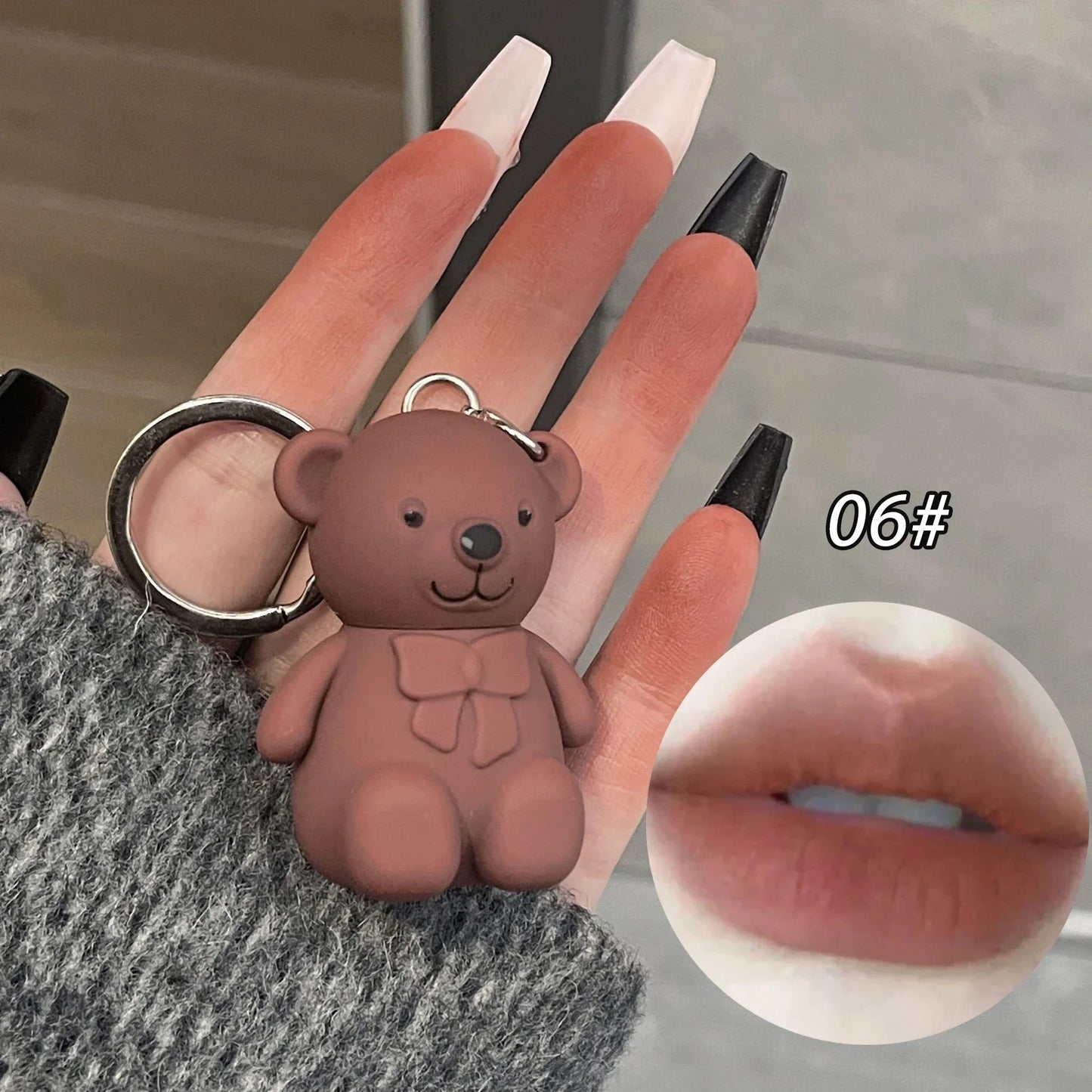 Cute Bear Lip Mud Keychain – Matte Velvet Lip Tint