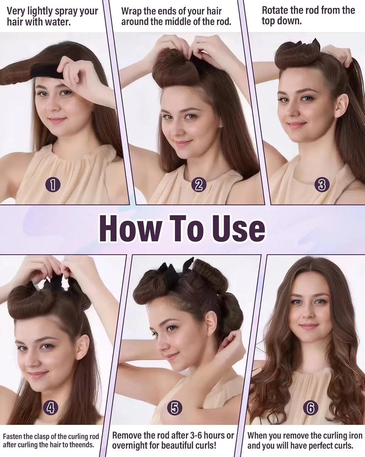 3pcs Heatless Hair Curler Set – No Heat Satin Curlers with Scarf