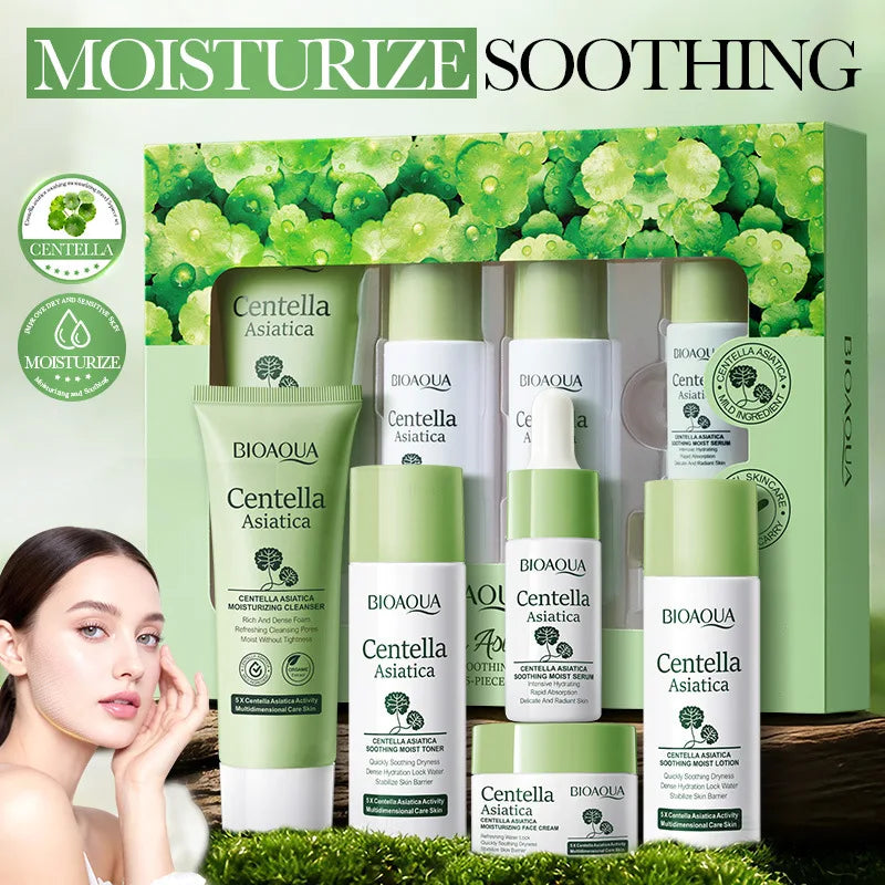 BIOAQUA Centella Asiatica Set – 5pcs Moisturizing, Anti-Aging & Soothing Facial Kit