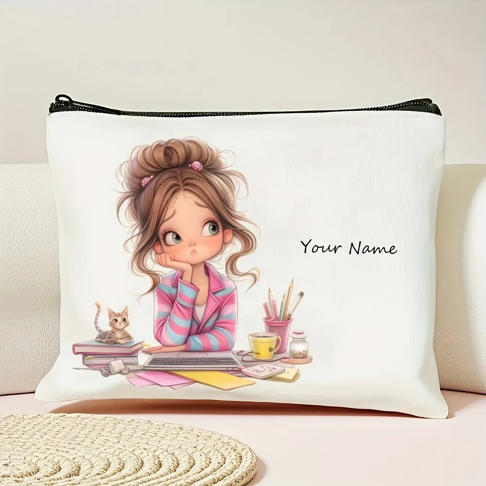 Personalized Makeup Bag – Cute Zipper Cosmetic Pouch for Women