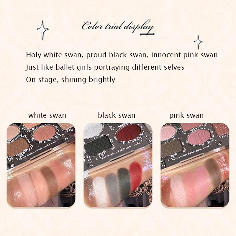 Flower Knows Swan Ballet Eyeshadow Palette – 6 Colors Matte & Shimmer