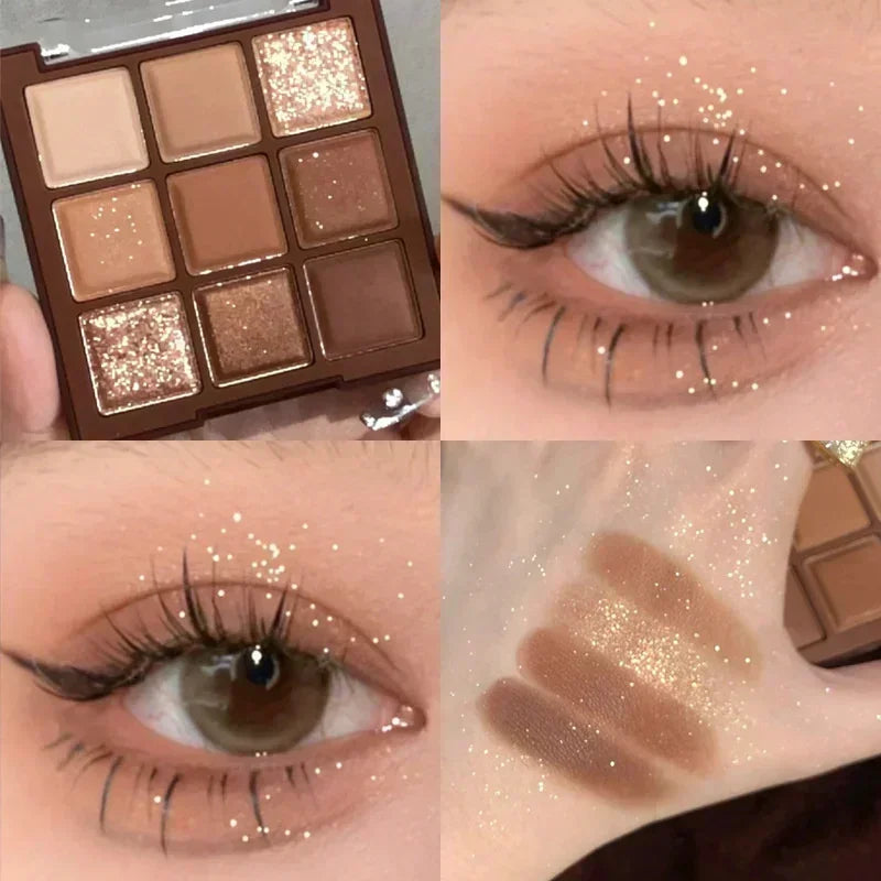 9-Color Chocolate Eyeshadow Palette – Matte & Shimmer