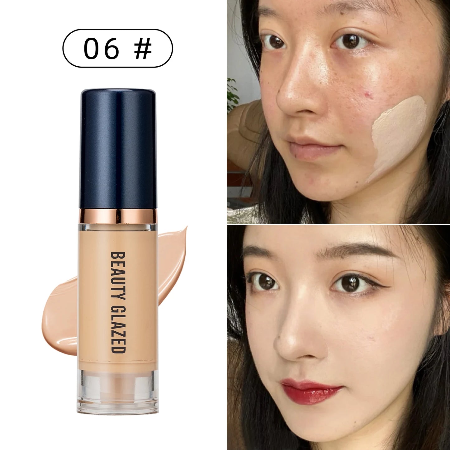 BEAUTY GLAZED Liquid Foundation – Full Coverage, Waterproof & Hydrating (6 Shades)