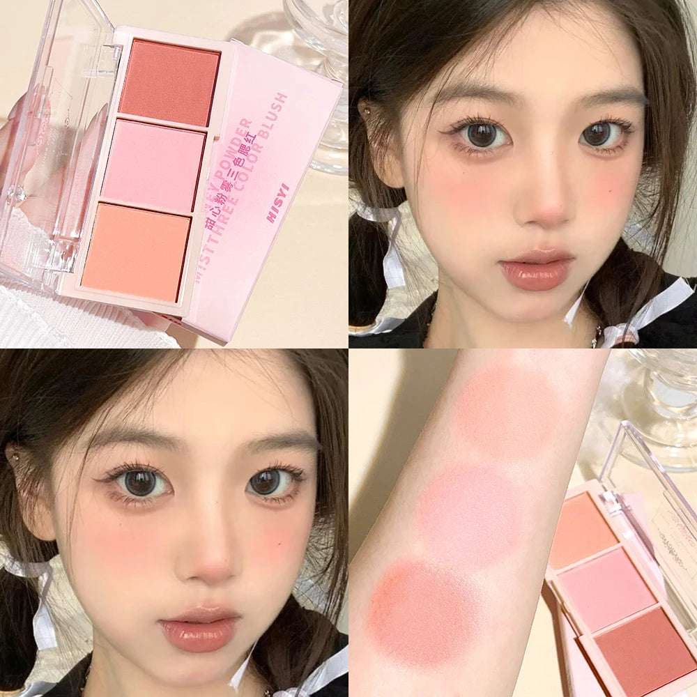 HISYI 3-Color Blush – Matte Natural Finish Rouge