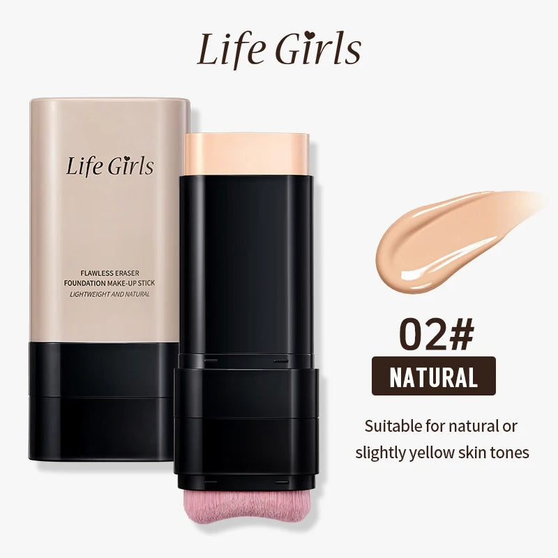 Hydrating Foundation Stick with Brush – Lightweight & Waterproof