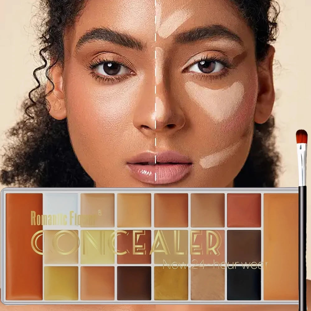 Romantic Flower 20-Color Concealer Palette – Full Coverage Earth Tone Makeup Tray