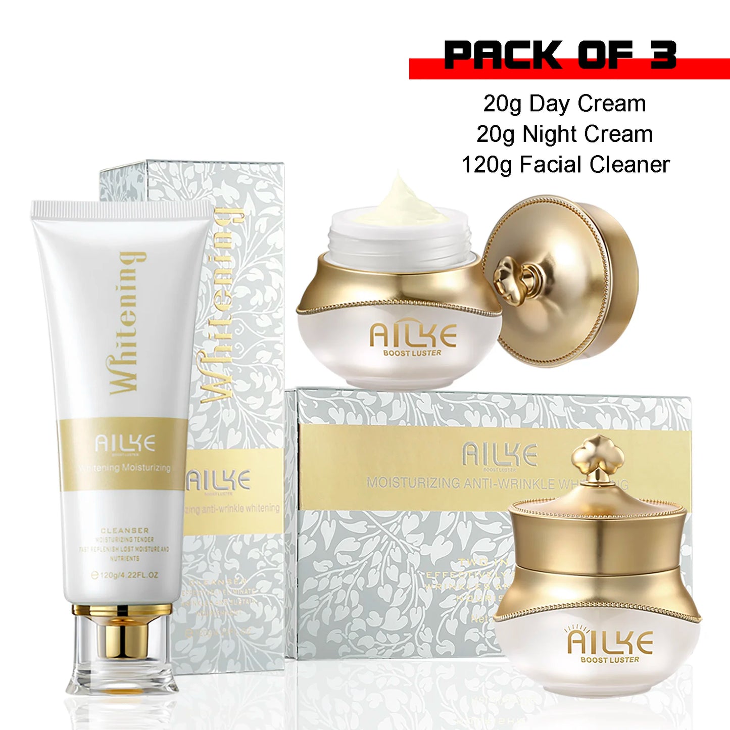 AILKE Rose Face Cream – Whitening, Anti-Wrinkle & Hydrating Korean Skincare Set