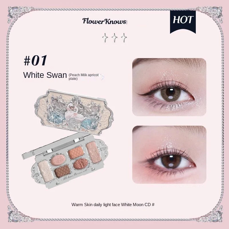 Flower Knows Swan Ballet Eyeshadow Palette – 6 Colors Matte & Shimmer
