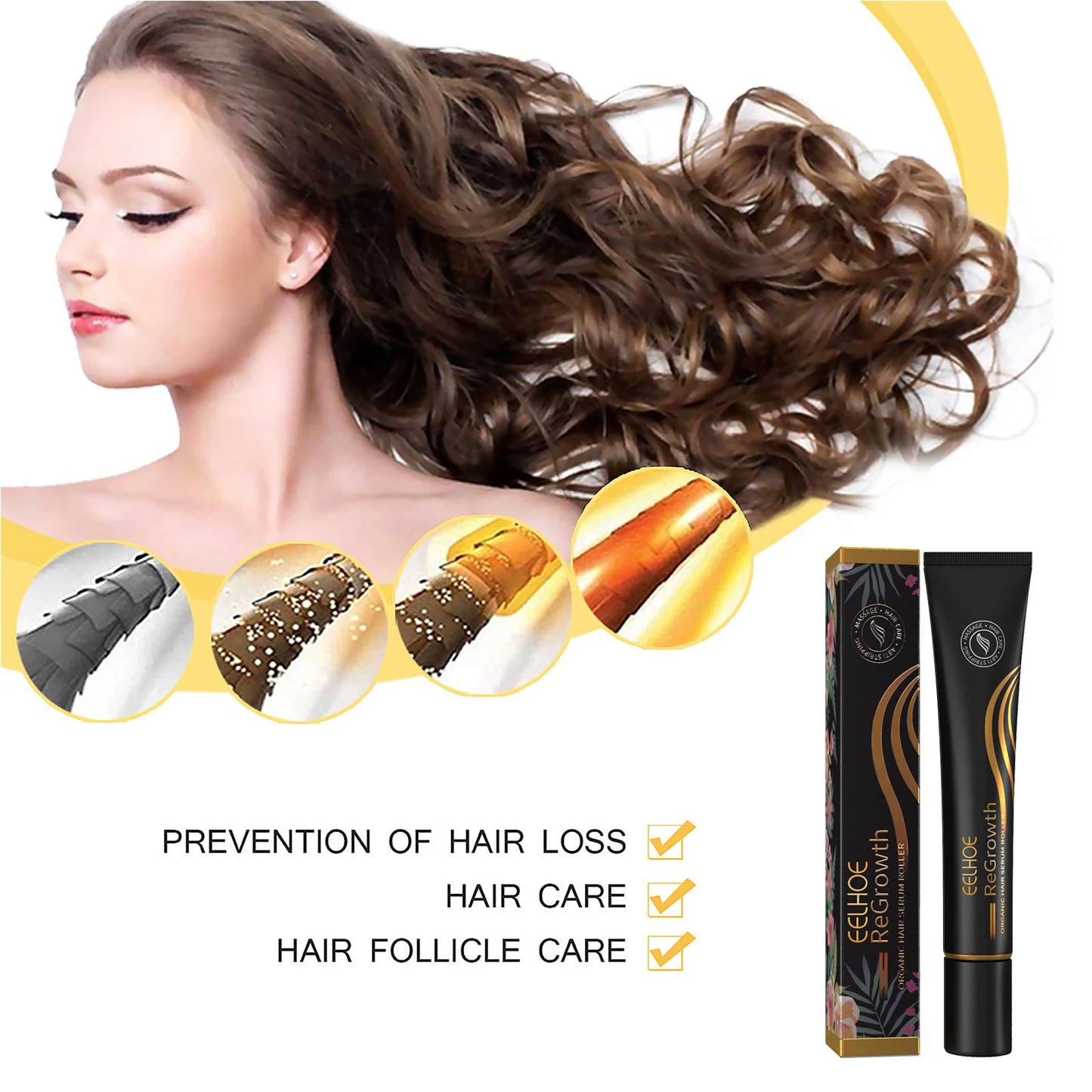 EELHOE Hair Serum with Scalp Massager – Nourishing & Strengthening Hair Care