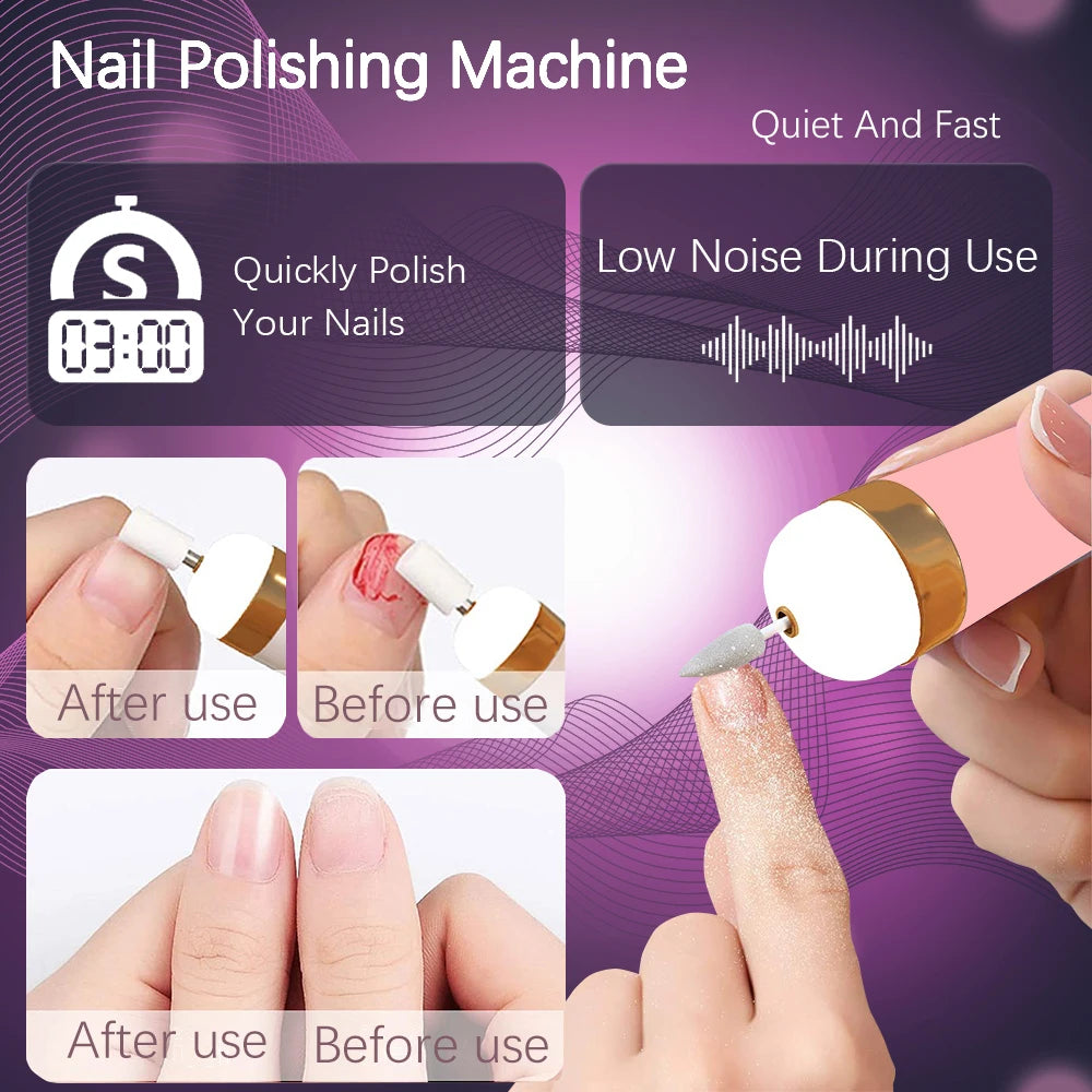 YIKOOLIN 5-in-1 Electric Nail Drill Machine – USB Rechargeable Manicure Kit