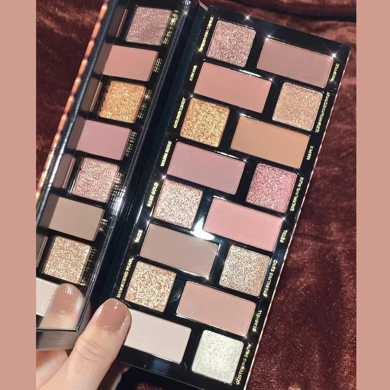 Surnelia Earth-Tone: 16-Color Matte & Glitter Eyeshadow Palette
