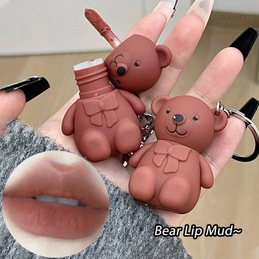 Cute Bear Lip Mud Keychain – Matte Velvet Lip Tint