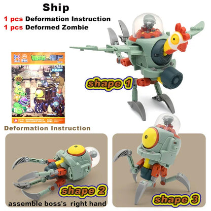 5 in 1 Plants vs Zombies Assembly Deformation BOSS Giant Zombie Robot Action Figure Model Toys Mech PVZ Transforming Gifts