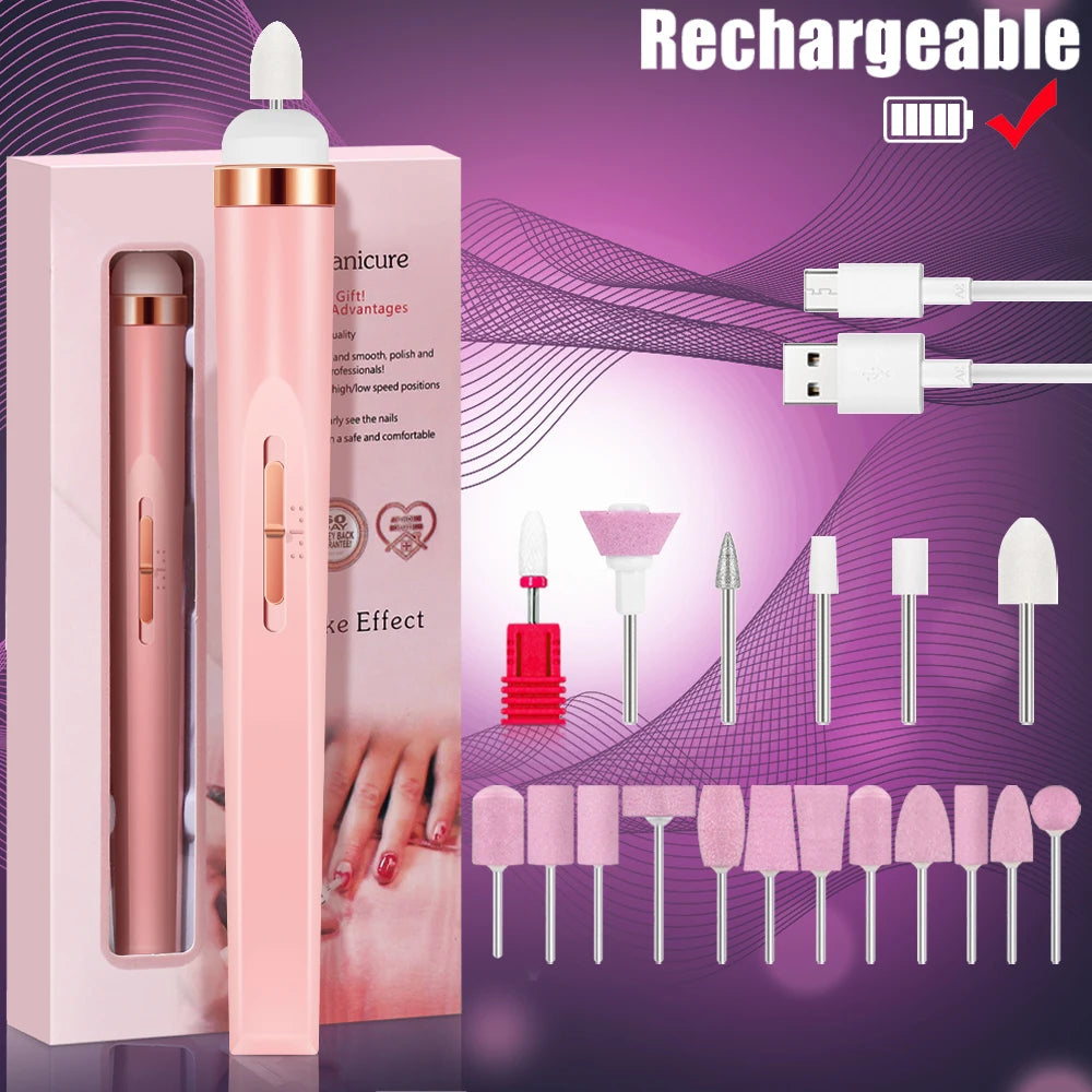YIKOOLIN 5-in-1 Electric Nail Drill Machine – USB Rechargeable Manicure Kit