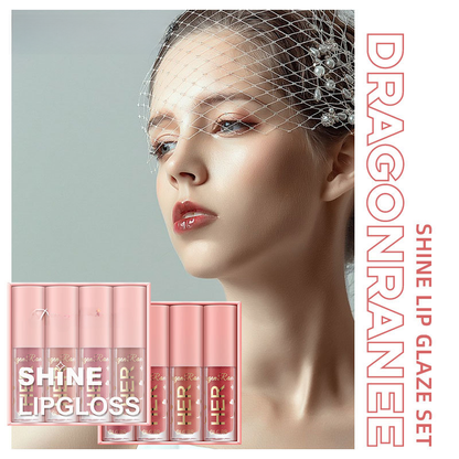 4-Piece Pink Lip Glaze Set for Makeup and Beauty