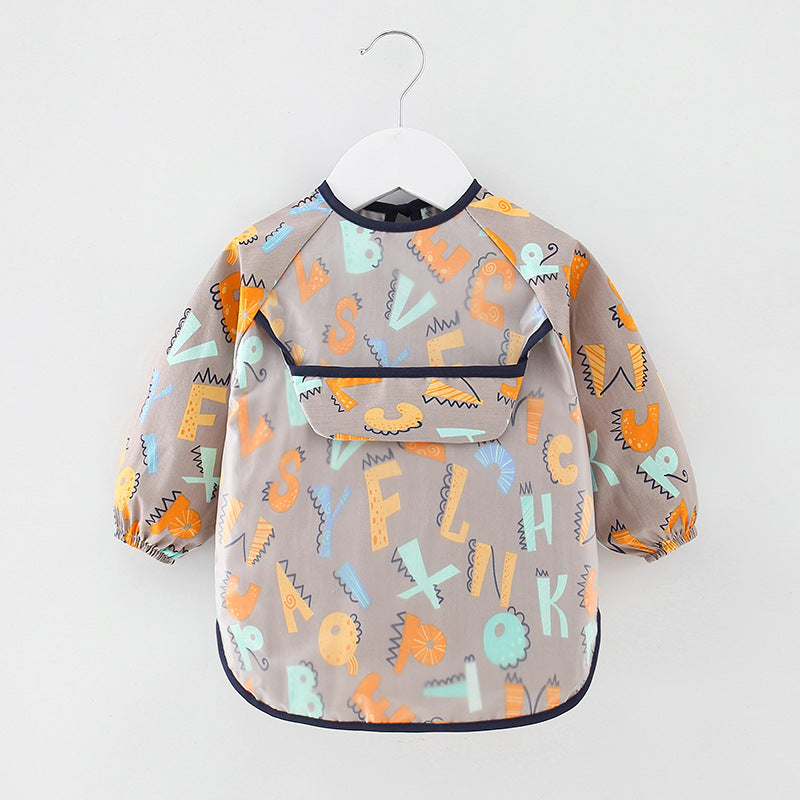 Waterproof Cotton Bib for Kids - Long Sleeve Feeding Apron