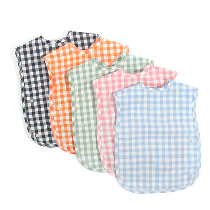 Fashion Plaid Waterproof Cotton Bib for Infants and Kids